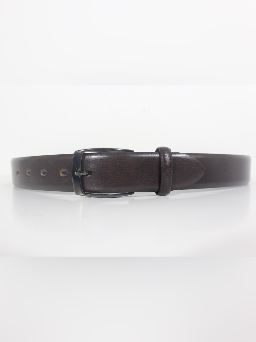 32”-36” Vintage Dark Brown Leather Mens Belt with dark gunmetal buckle Germany